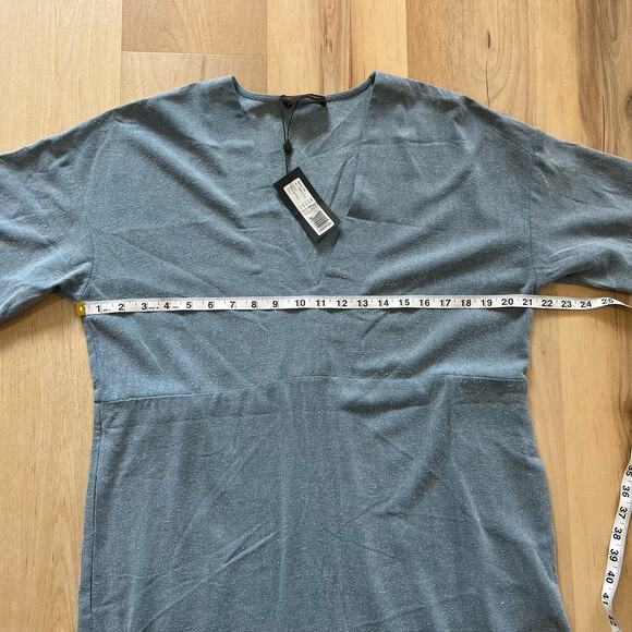 NWT Storm & Marie Silk Miguel Shift Dress Moonlight Blue V Neckline Size Large - Picture 12 of 13
